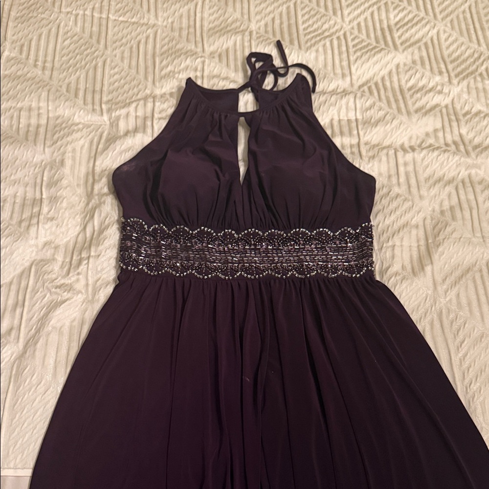 Plum Halter Dress with Beaded Waist